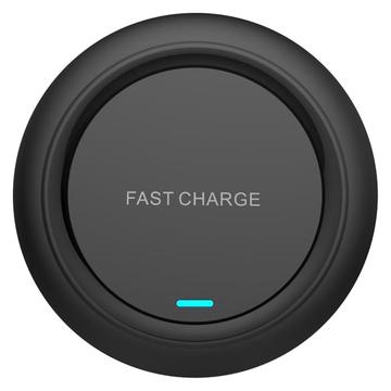 Q18 Round Shape Wireless Charger 15W Schnelllade-Desktop-Ladepad - Schwarz