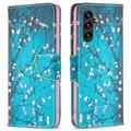 Samsung Galaxy A05s Wonder Series Wallet Hülle - Weiß Blumen