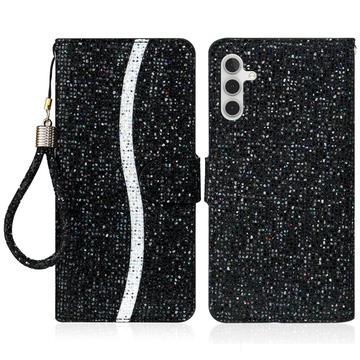 Samsung Galaxy A15 Stilvolle Glitzer Wallet Hülle - Schwarz