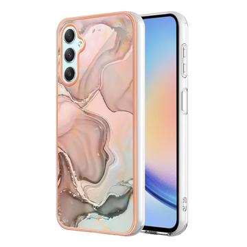 Samsung Galaxy A25 Galvanisierte IMD TPU-Hülle mit Marmormuster - Rosa