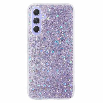 Samsung Galaxy A34 5G Glitter Flakes TPU Hülle - Purpur