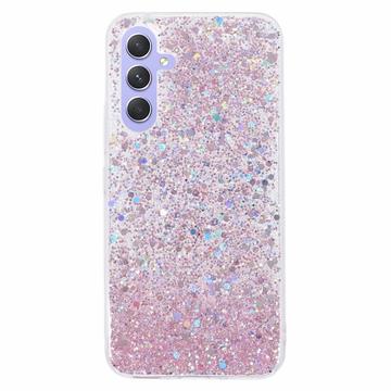 Samsung Galaxy A35 Glitter Flakes TPU Hülle - Rosa