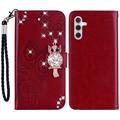 Samsung Galaxy A35 Eule Strass Wallet Case