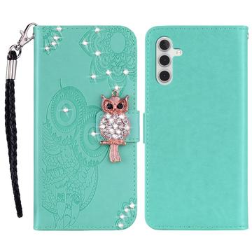 Samsung Galaxy A54 5G Eule Strass Wallet Case - Cyan