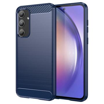 Samsung Galaxy A55 Gebürstete TPU Hülle - Karbonfaser - Blau