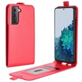 Samsung Galaxy S21 5G Vertikale Flip Case mit Kartensteckplatz - Rot