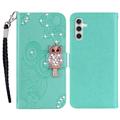 Samsung Galaxy S23 FE Eule Strass Wallet Case - Cyan