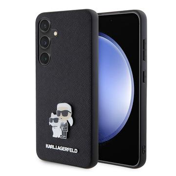 Samsung Galaxy S24 Karl Lagerfeld Saffiano Metall Karl und Choupette Fall - schwarz