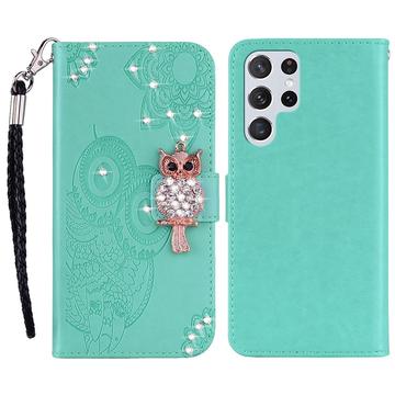 Samsung Galaxy S24 Ultra Eule Strass Wallet Hülle