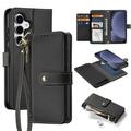 Samsung Galaxy S25 Dux Ducis Lawa Brieftaschen-Lederhülle mit abnehmbarer Magnetabdeckung - Schwarz