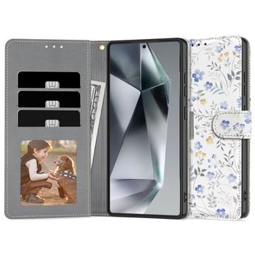 Samsung Galaxy S25 Tech-Protect Wallet Hülle W. Magnet & Stand - Frühlingsblumen