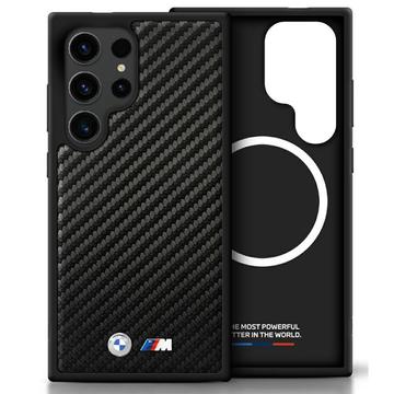 Samsung Galaxy S25 Ultra BMW Leder Carbon MagSafe Hülle - Schwarz