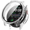 Samsung Galaxy Watch7 Strass Dekorativ Cover mit Panzerglas - 40mm - Transparentes Weiß