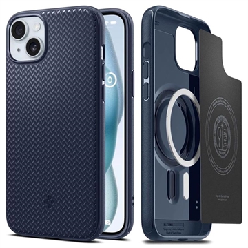 iPhone 15 Spigen Mag Armor Hybrid Hülle - Navy Blau