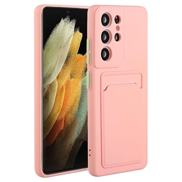 Samsung Galaxy S23 Ultra 5G TPU-Hülle mit Kartenhalter – Rosa