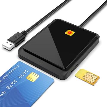 USB 2.0 Smart Kartenleser - SIM, ID, Bankkarte - Schwarz