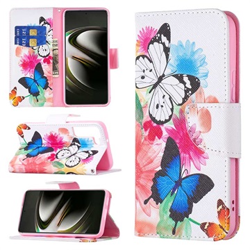 Wonder Serie Samsung Galaxy S22 5G Wallet Hülle - Schmetterlinge