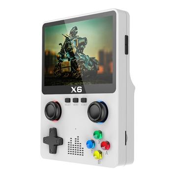 X6 HD 3,5-Zoll-Bildschirm Handheld-Spielkonsole Eingebauter Videospiel-Automat mit Dual Joystick Design - Weiß