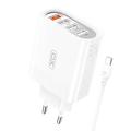 XO L110 4-Port Wandladegerät mit USB-C Kabel - 18W - Weiß