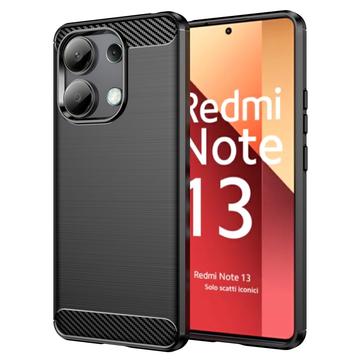 Xiaomi Redmi Note 13 4G Gebürstete TPU Hülle - Karbonfaser - Schwarz