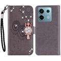 Xiaomi Redmi Note 13 Pro/Poco X6 Eule Strass Wallet Hülle - grau