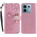 Xiaomi Redmi Note 13 Pro/Poco X6 Eule Strass Wallet Hülle - Roségold