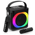 YS307 Home Karaoke Bluetooth-Lautsprecher RGB-Licht-Lautsprecher mit 2 Mikrofonen - Schwarz