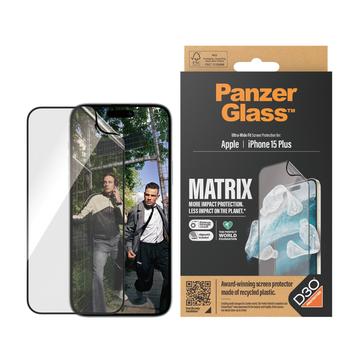 iPhone 15 Plus PanzerGlass Matrix D3O UWF Displayschutzfolie mit AlignerKit - Schwarzer Rand