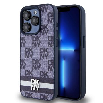 iPhone 15 Pro Max DKNY Kariertes Muster und Streifen Hülle - Blau