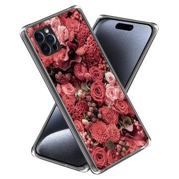 iPhone 15 Pro Max Stylish Ultra-Slim TPU Hülle - Rote Blumen