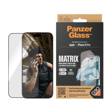 iPhone 15 Pro PanzerGlass Matrix D3O UWF Displayschutzfolie mit AlignerKit - Schwarzer Rand