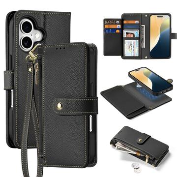 iPhone 16 Dux Ducis Lawa Brieftaschen-Lederhülle mit abnehmbarer Magnetabdeckung - Schwarz