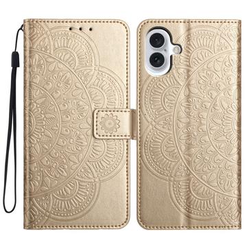 iPhone 16 Plus Mandala Serie Wallet Hülle - Gold