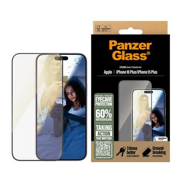 iPhone 16 Plus/15 Plus PanzerGlass EyeCare Ultra-Wide Fit EasyAligner Panzerglas - schwarzer Rand