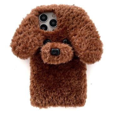 iPhone 16 Pro Niedliche Plüschhülle in Teddy-Hundeform