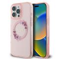 iPhone 16 Pro Guess IML Flowers Wreath Hülle - MagSafe-kompatibel - Rosa