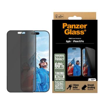 iPhone 16 Pro PanzerGlass Ultra-Wide Fit Privacy EasyAligner Panzerglas - Schwarz Rand