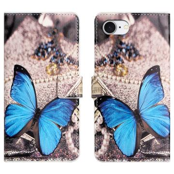 iPhone 16e Style Serie Wallet Hülle - Blau Schmetterling