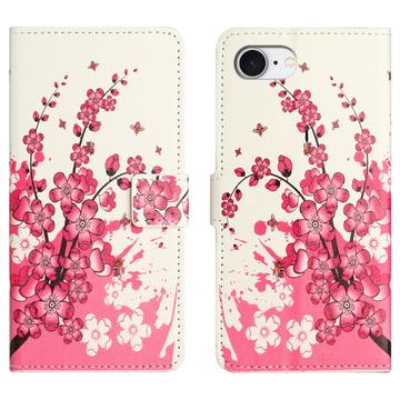 iPhone 16e Style Serie Wallet Hülle - Rosa Blumen