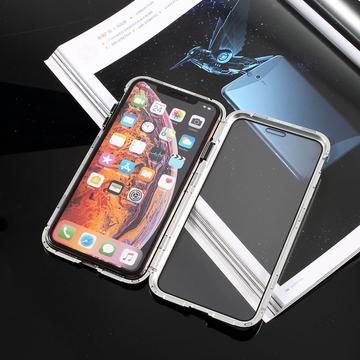 iPhone XS/X Magnetisches Cover mit Panzerglas - 9H - Silber