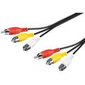 Goobay Composite-Audio und Videokabel - 3x RCA Stecker - Vernickelter - 5m