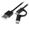 4smarts ComboCord Fabric MicroUSB & Typ-C Kabel - 1m - Schwarz