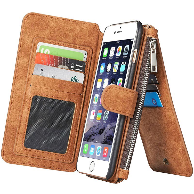 iPhone 6 Plus/6S Plus Caseme Multifunktions Geldbörse Tasche - Braun