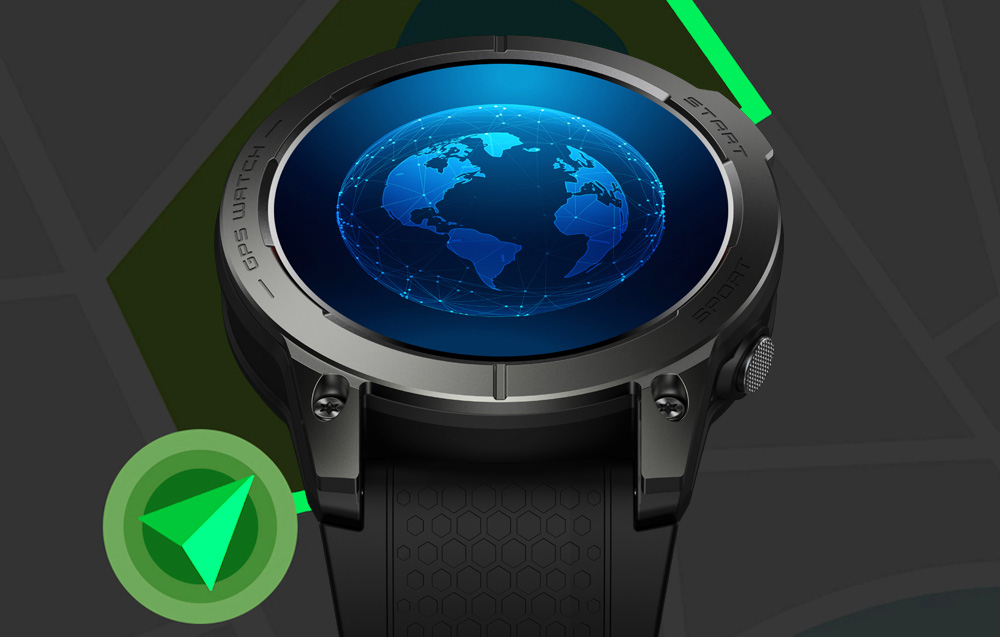 Zeblaze Stratos 3 Smartwatch mit GPS, Ultra HD AMOLED Display - Schwarz